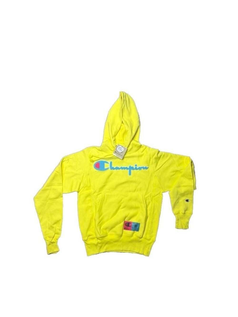 Champion Reverse Weave Chenille Script Women’s  Logo Hoodie Yellow Size XS